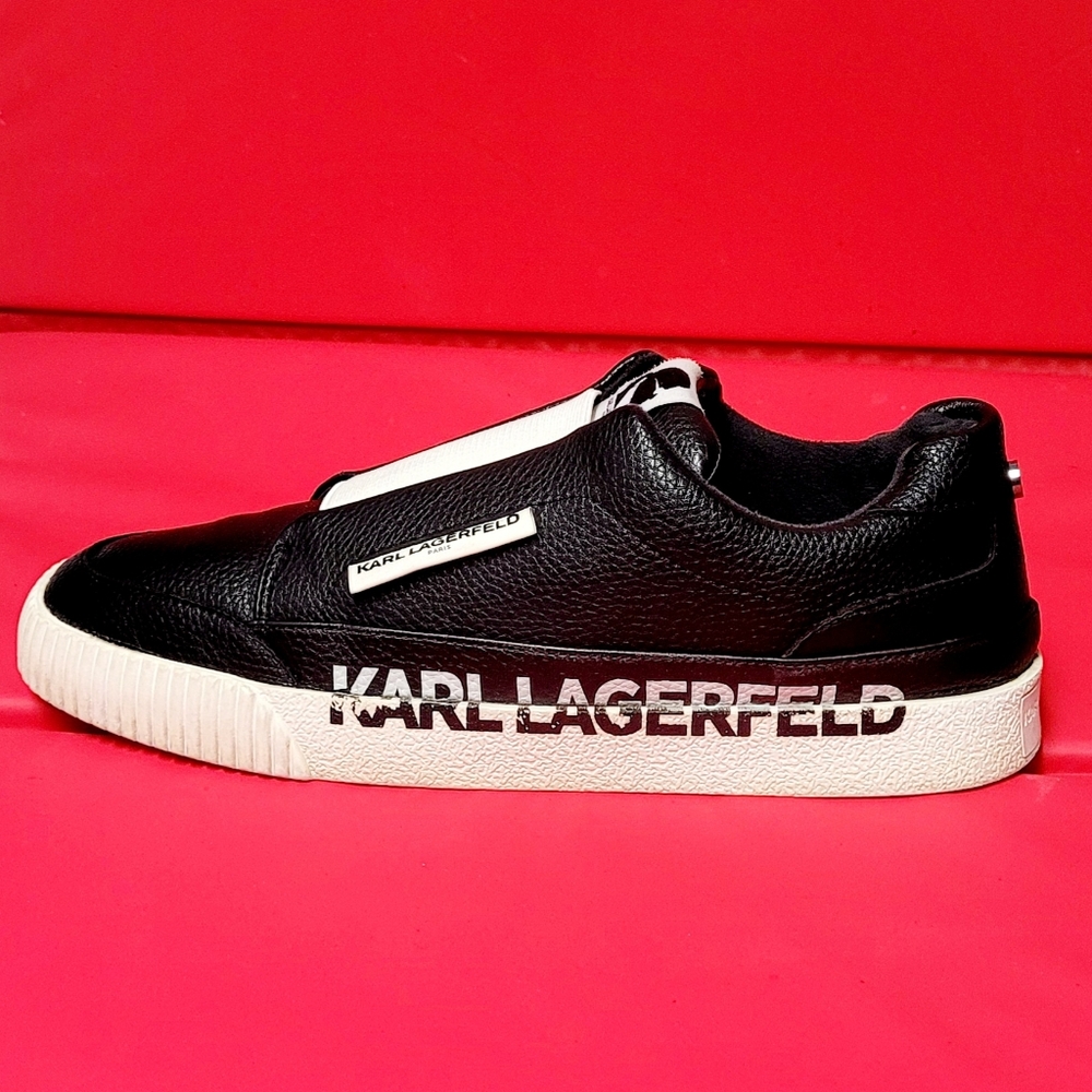 Karl Lagerfeld Paris Jolisa Premium Black Leather Women's Slip On Shoes size 9.5